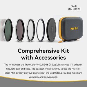 NiSi 82mm Swift VND Mist Kit - True Color 1-5 Stops Variable ND Filter + Swift